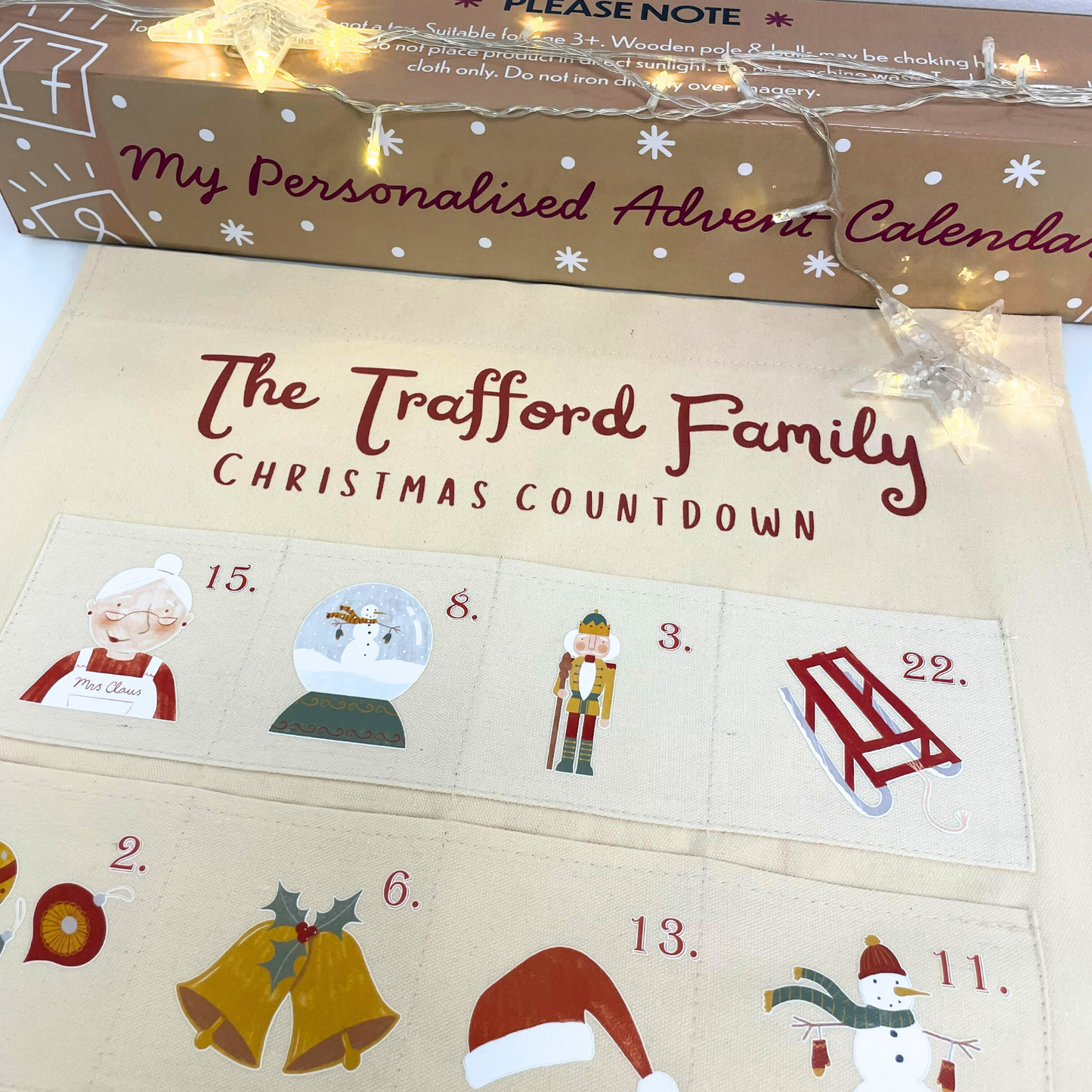Personalised Fabric Christmas Advent Calendar - Countdown