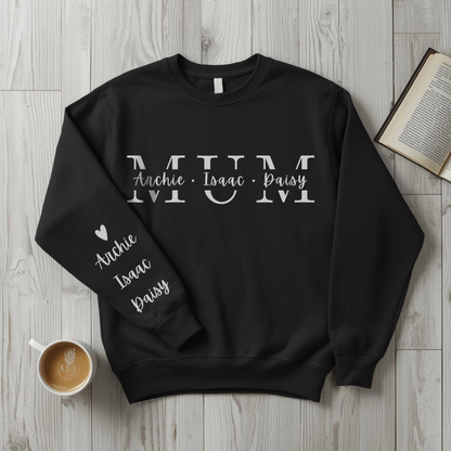 Personalised Mum Sweater with Kids Names - Custom Mothers Day Jumper