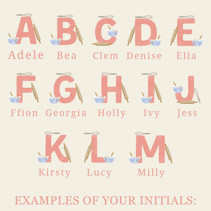 Personalised Pink Initials Apron - Adults and Kids Baking and Cooking Apron Gift