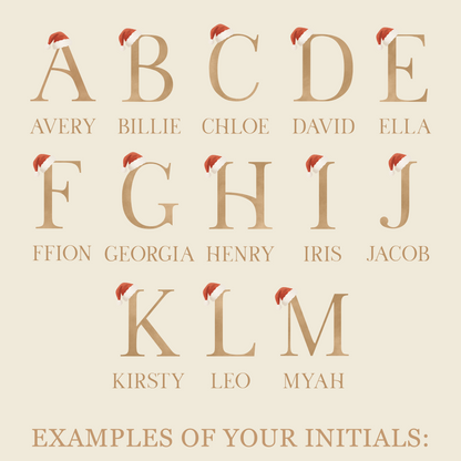 Personalised Christmas Initial Pyjamas - Kids and Adults - Unisex Festive PJ Set