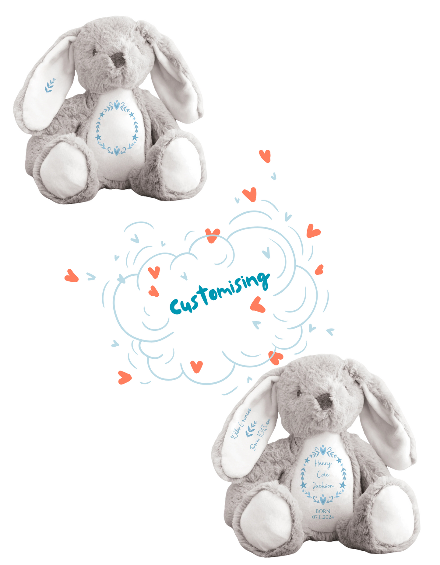 Personalised 'New Baby' Forever Bunny Teddy