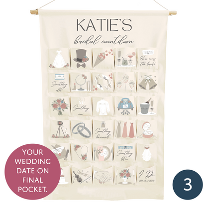 Bride and groom personalised advent calendar with heart design