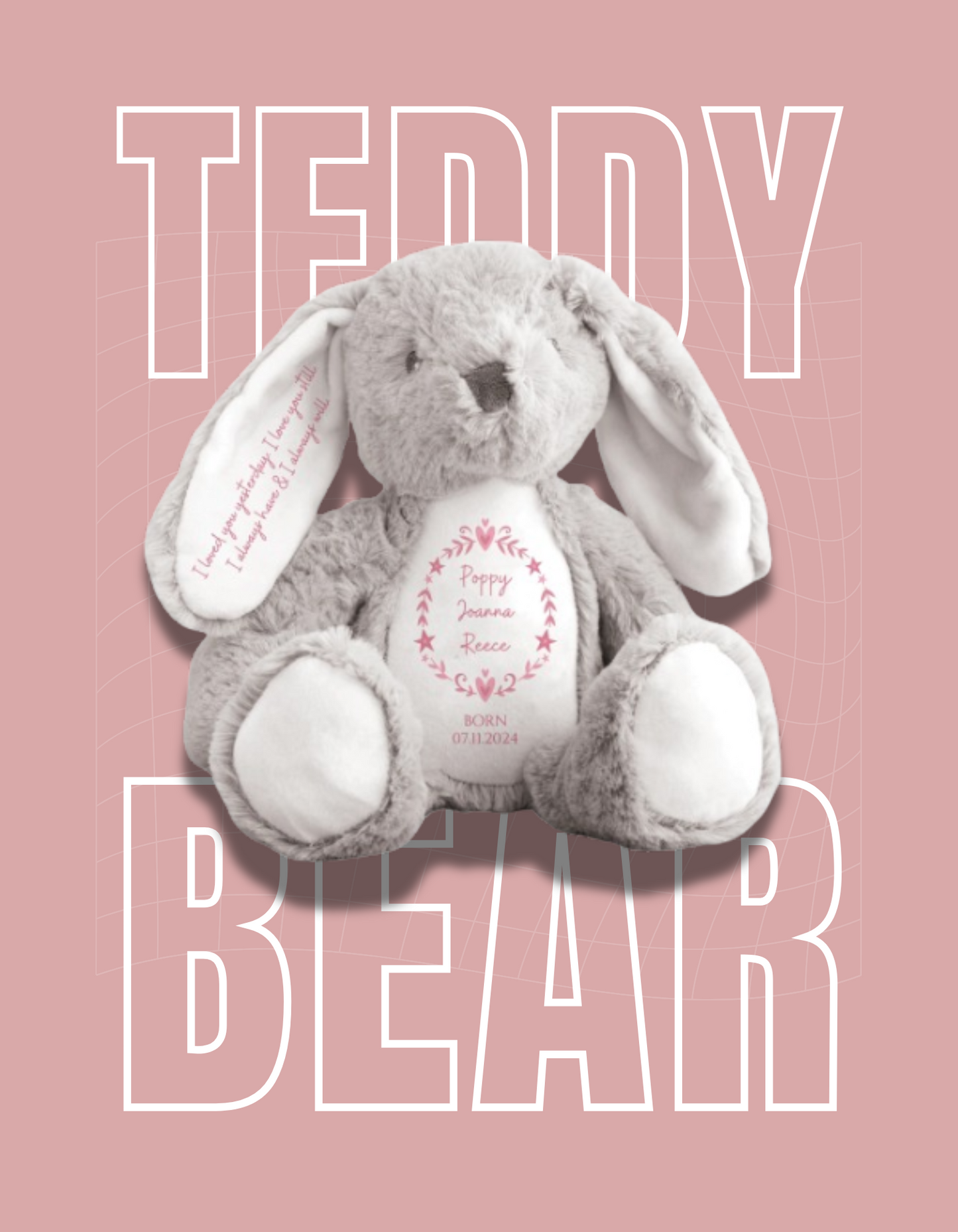 Personalised 'New Baby' Forever Bunny Teddy