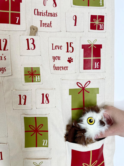 Christmas advent calendar for dogs with custom name and festive design