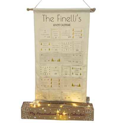 Custom Christmas song advent calendar with family name on fabric design