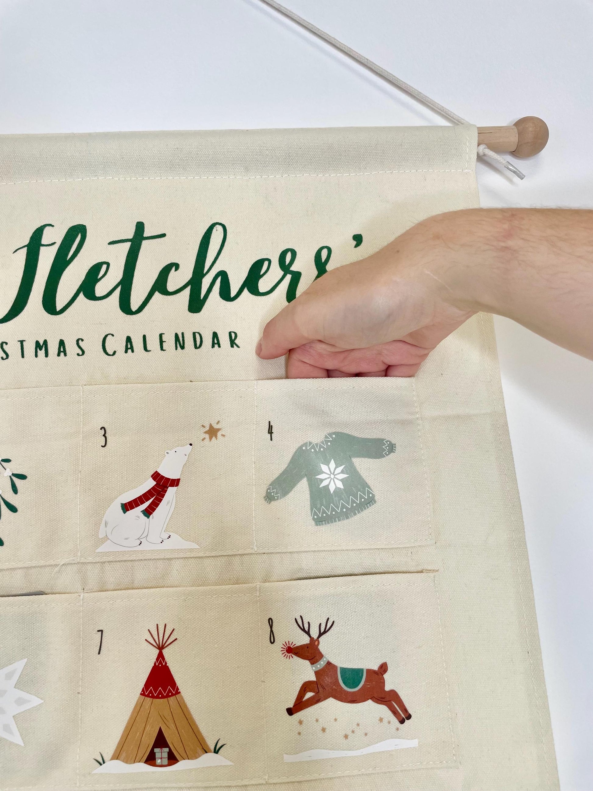 Durable canvas forest advent calendar with hand-drawn nature artwork