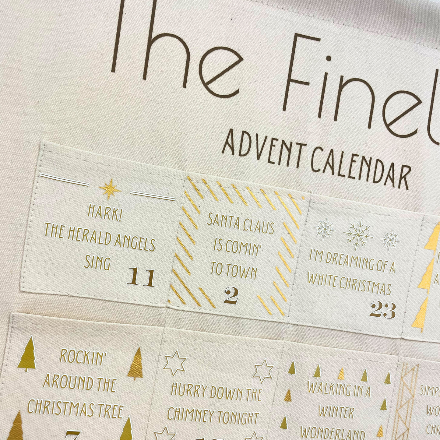 Durable canvas song advent calendar for December countdown celebration