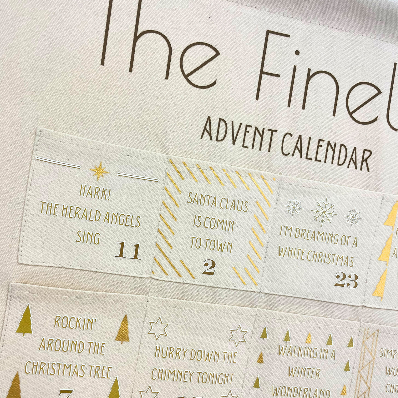Durable canvas song advent calendar for December countdown celebration