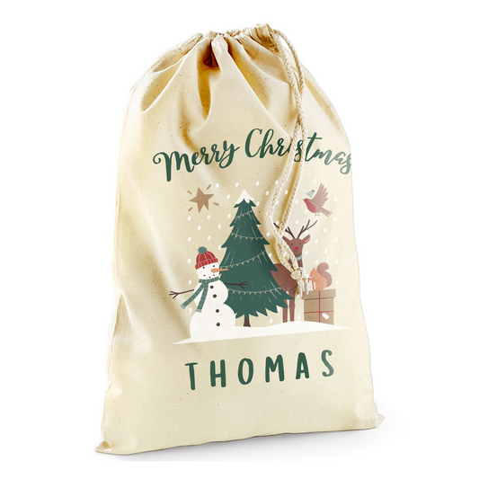 Personalised Christmas Festive Forest Gift Sack