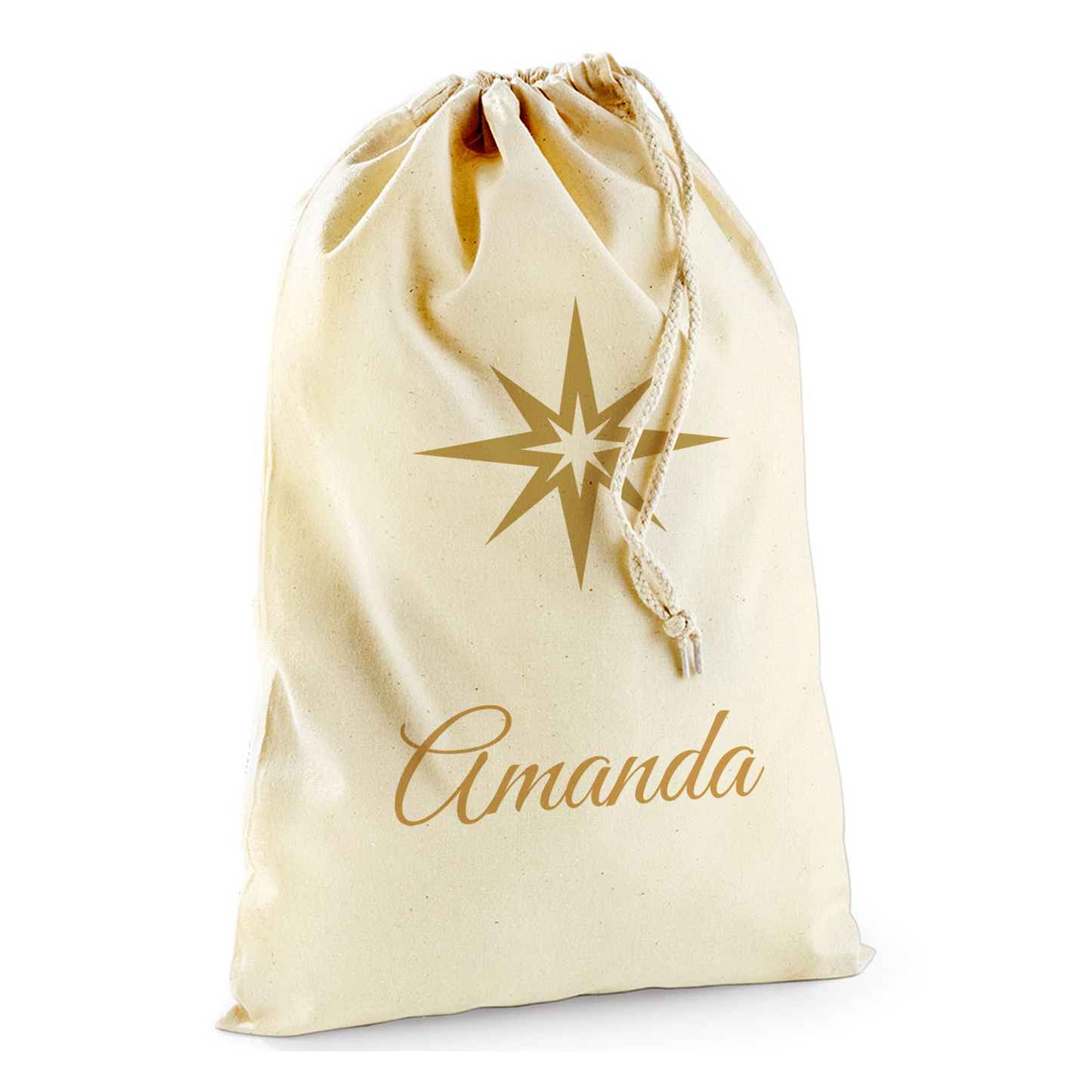 Personalised Star Sack with Christmas Gifts 100% Cotton