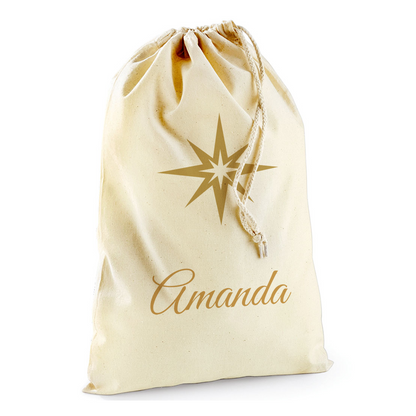 Personalised Star Sack with Christmas Gifts 100% Cotton