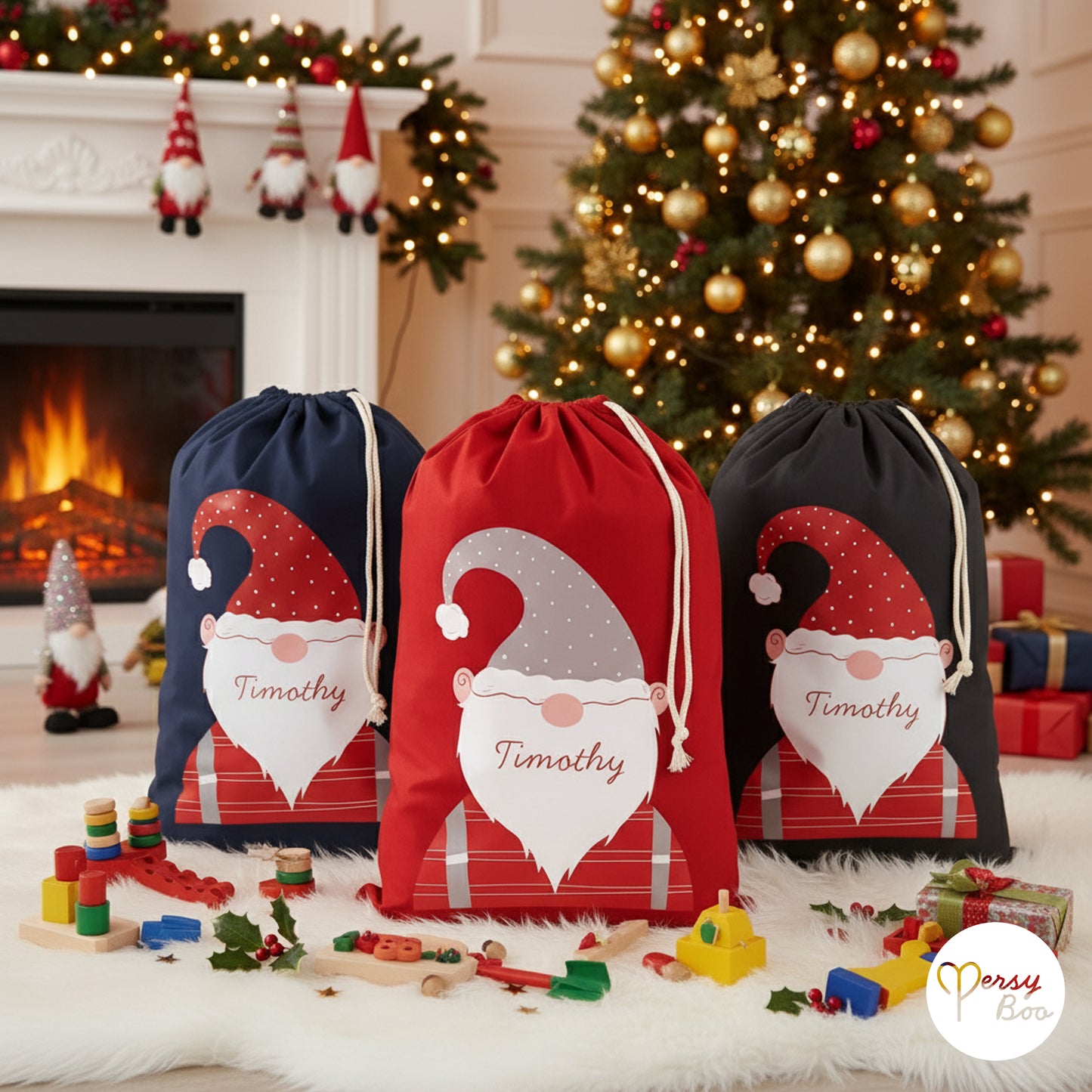 Personalised Christmas Gnome Santa Sack