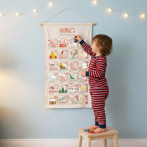 Personalised Fabric Christmas Advent Calendar - Santa Tracker