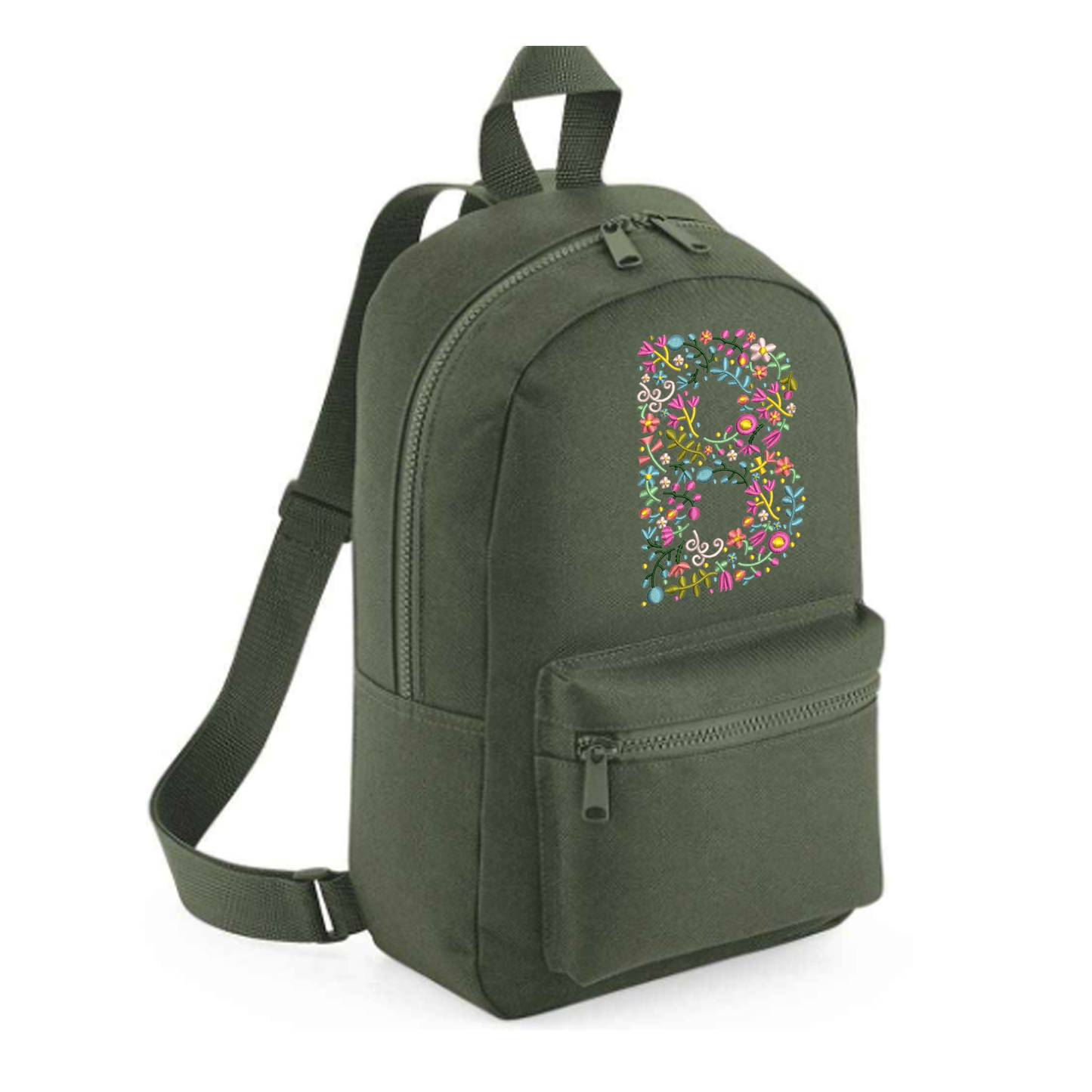 Personalised Embroidered Initial Small 7L Kids Backpack - Floral Design