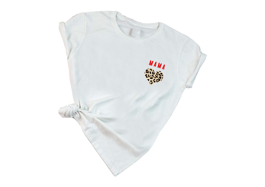 MAMA Leopard Red Heart T-Shirt
