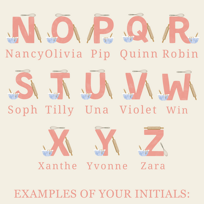 Personalised Pink Initials Apron - Adults and Kids Baking and Cooking Apron Gift