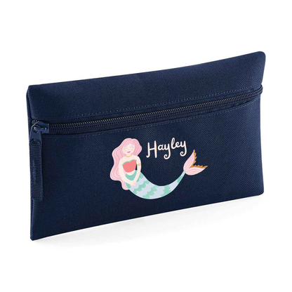 Mermaid-Themed Personalised Kids Pencil Case – Stationery Storage Bag for School