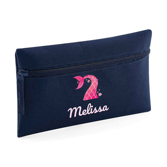 Mermaid Tail Personalised Kids Pencil Case – Stationery Storage Bag for School