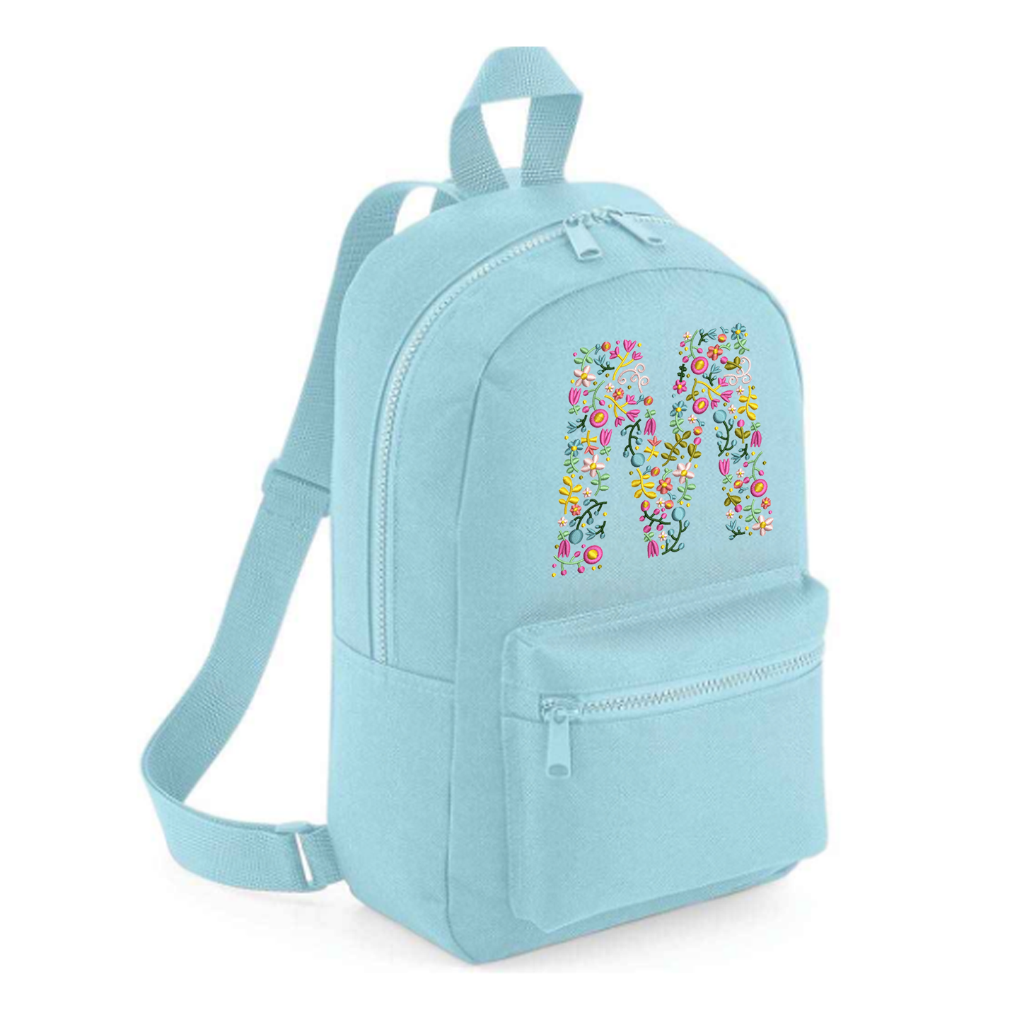 Personalised Embroidered Initial Small 7L Kids Backpack - Floral Design