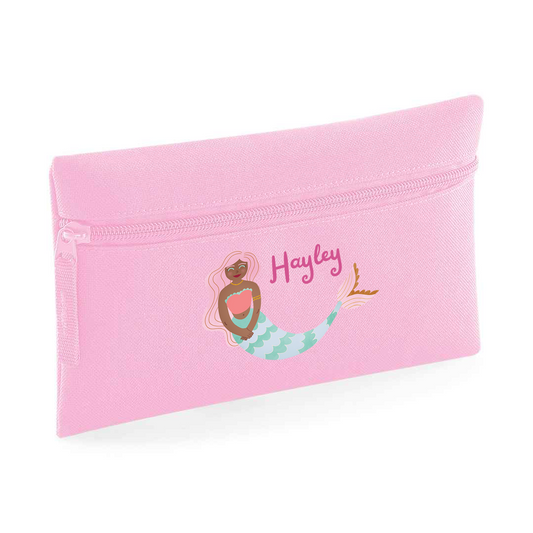 Mermaid-Themed Personalised Kids Pencil Case – Stationery Storage Bag for School