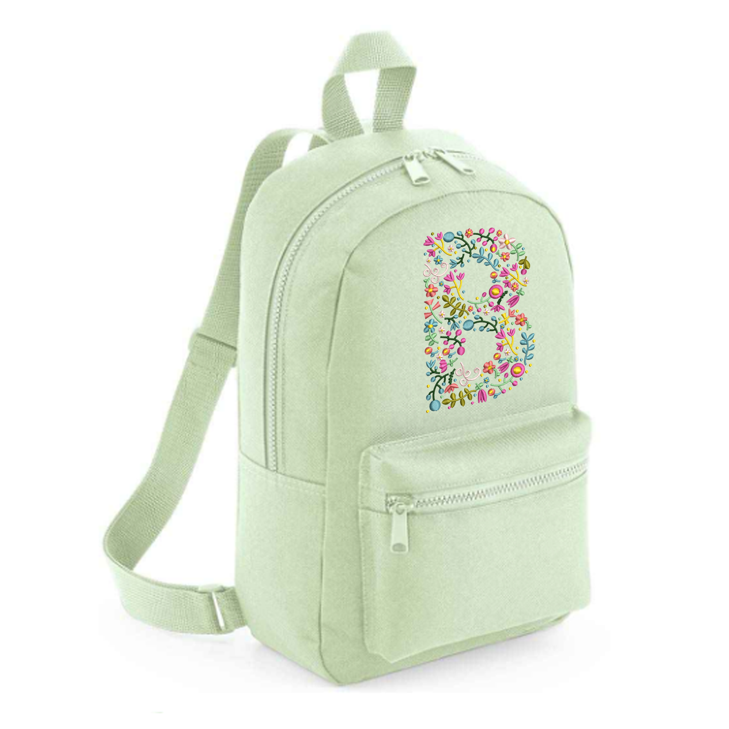 Personalised Embroidered Initial Small 7L Kids Backpack - Floral Design