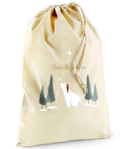 Personalised Arctic Magic Sack with Christmas Gifts 100% Cotton