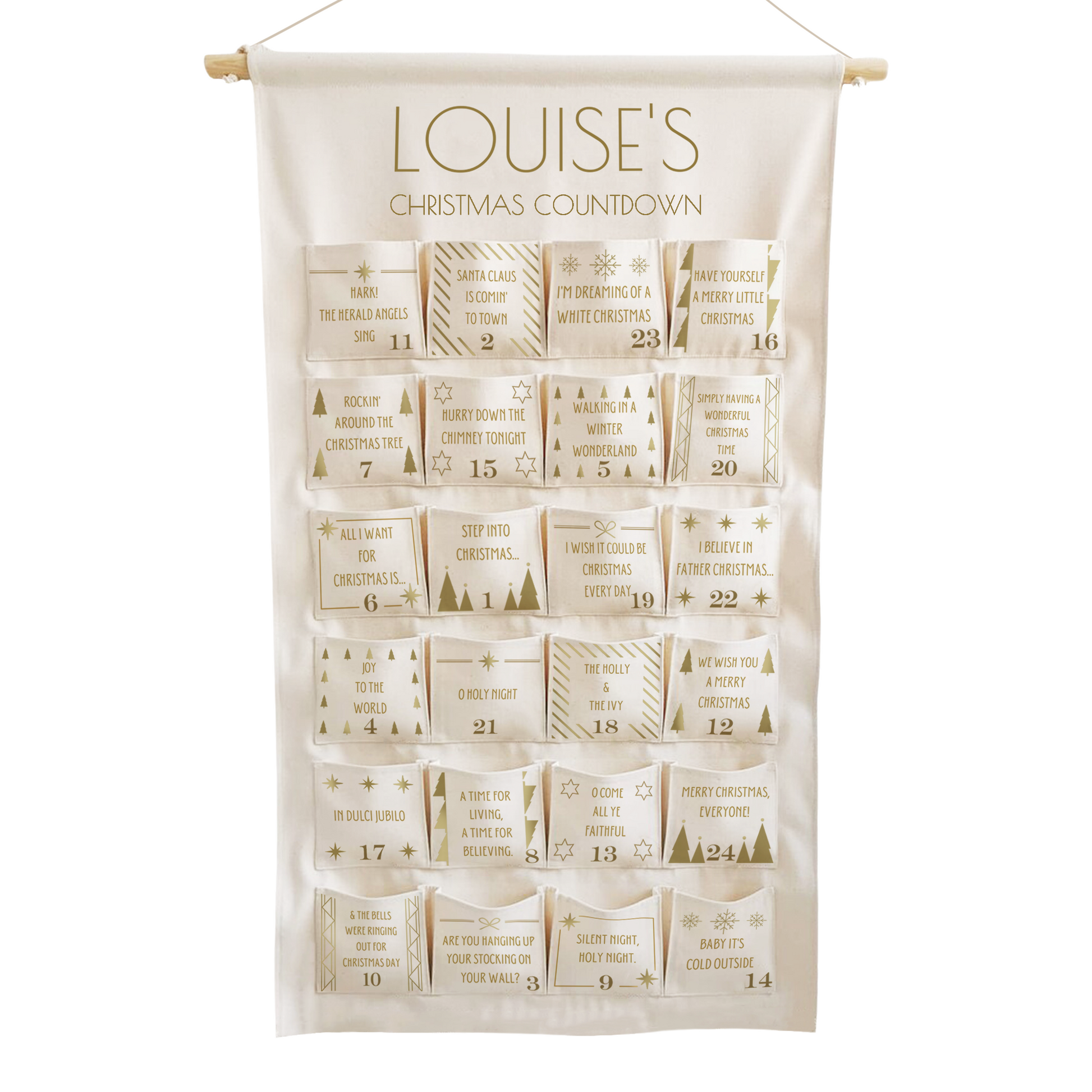 Personalised Song Advent Calendar Countdown to Christmas with 24 musical pockets