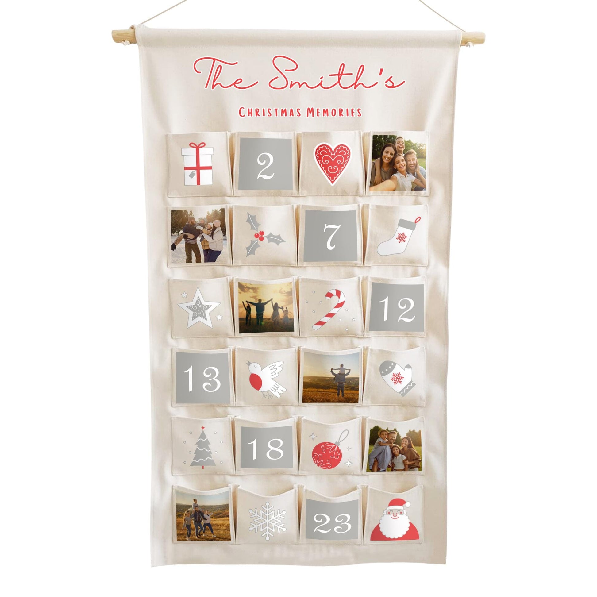 Personalised family advent calendar with custom family name