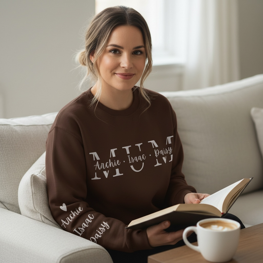 Personalised Mum Sweater with Kids Names - Custom Mothers Day Jumper
