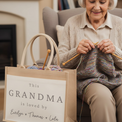Personalised I Am Loved Bag For Her - Hessian Shopper Tote Bag for Mothers Day