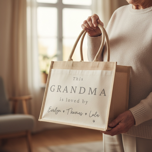 Personalised I Am Loved Bag For Her - Hessian Shopper Tote Bag for Mothers Day