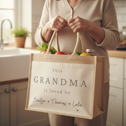 Personalised I Am Loved Bag For Her - Hessian Shopper Tote Bag for Mothers Day