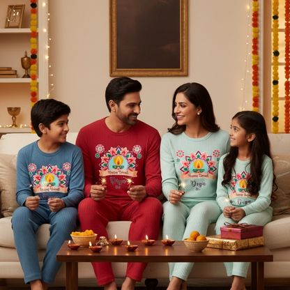 Personalised Happy Diwali Ribbed Babygrow - Matching Family Spiritual Pyjamas - Pastel Mandala Design