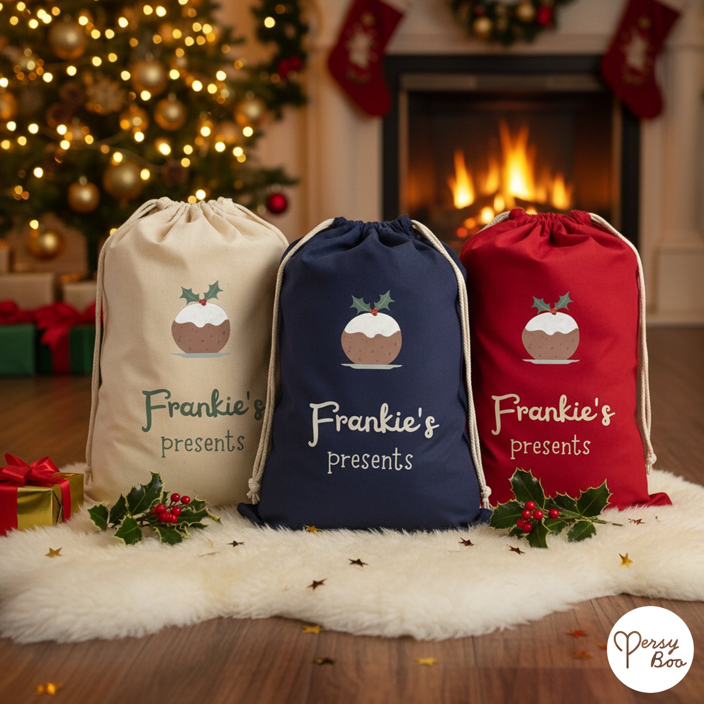 Personalised Pudding Christmas Sack