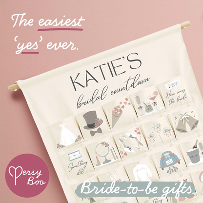 Romantic fabric advent calendar counting down to wedding day