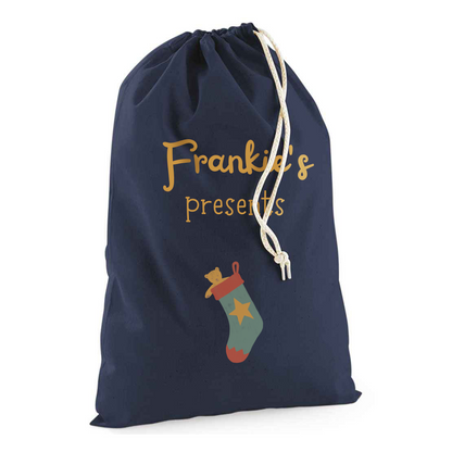Personalised Stocking Sack with Christmas Gifts 100% Cotton