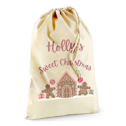 Personalised My Sweet Christmas Gift Sack - Gingerbread Design
