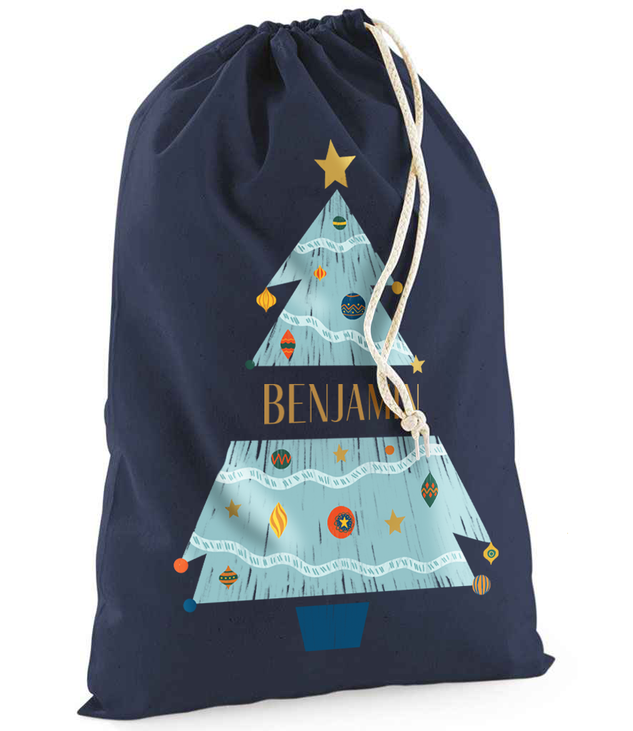Personalised Festive Tree Sack with Christmas Gifts 100% Cotton