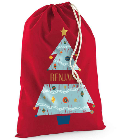 Personalised Festive Tree Sack with Christmas Gifts 100% Cotton