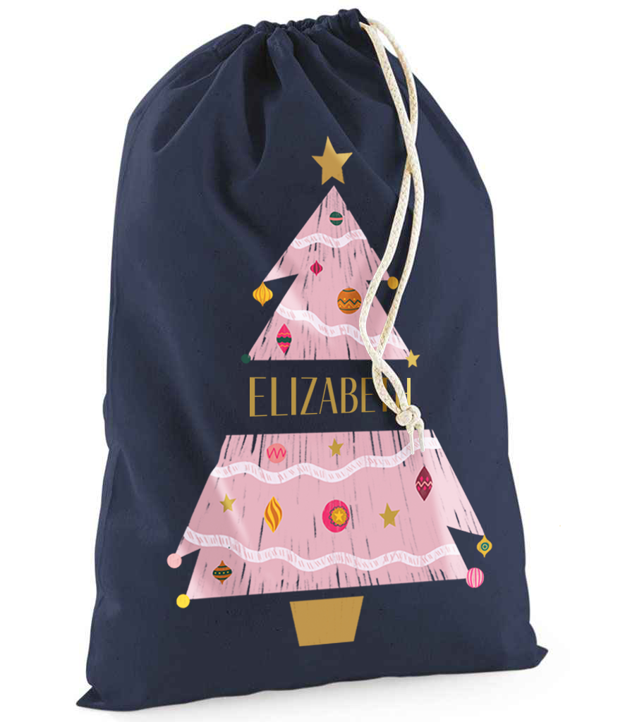 Personalised Festive Tree Sack with Christmas Gifts 100% Cotton
