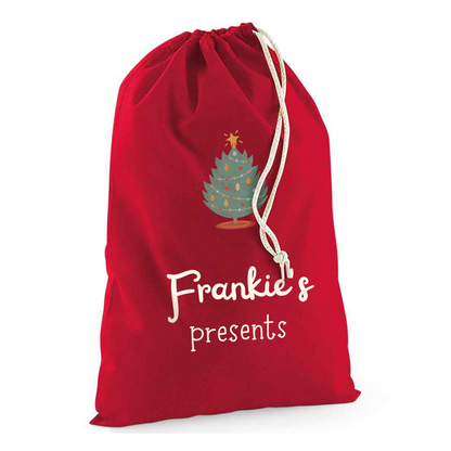 Personalised Tree Sack with Christmas Gifts 100% Cotton