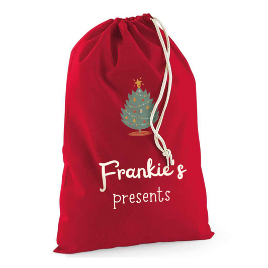 Personalised Tree Sack with Christmas Gifts 100% Cotton