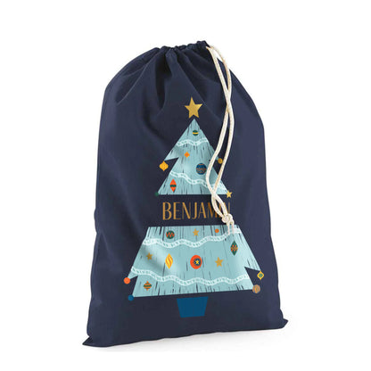 Personalised Festive Tree Sack with Christmas Gifts 100% Cotton