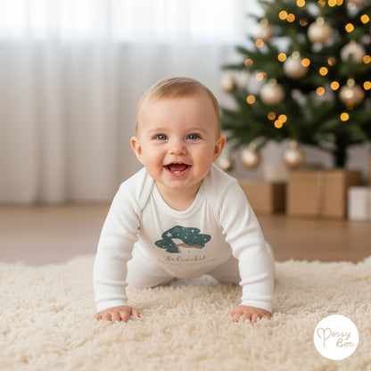 'My First Christmas' Pink Polar Bear Romper - Personalised Baby Grow - Christmas Pyjamas