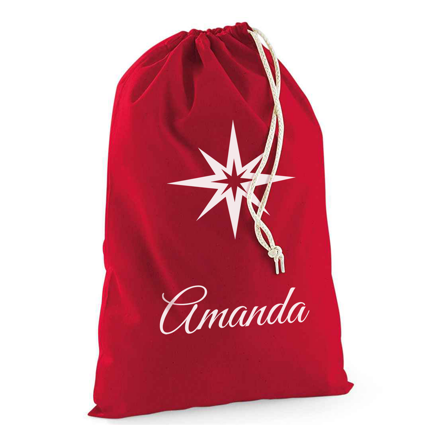 Personalised Star Sack with Christmas Gifts 100% Cotton