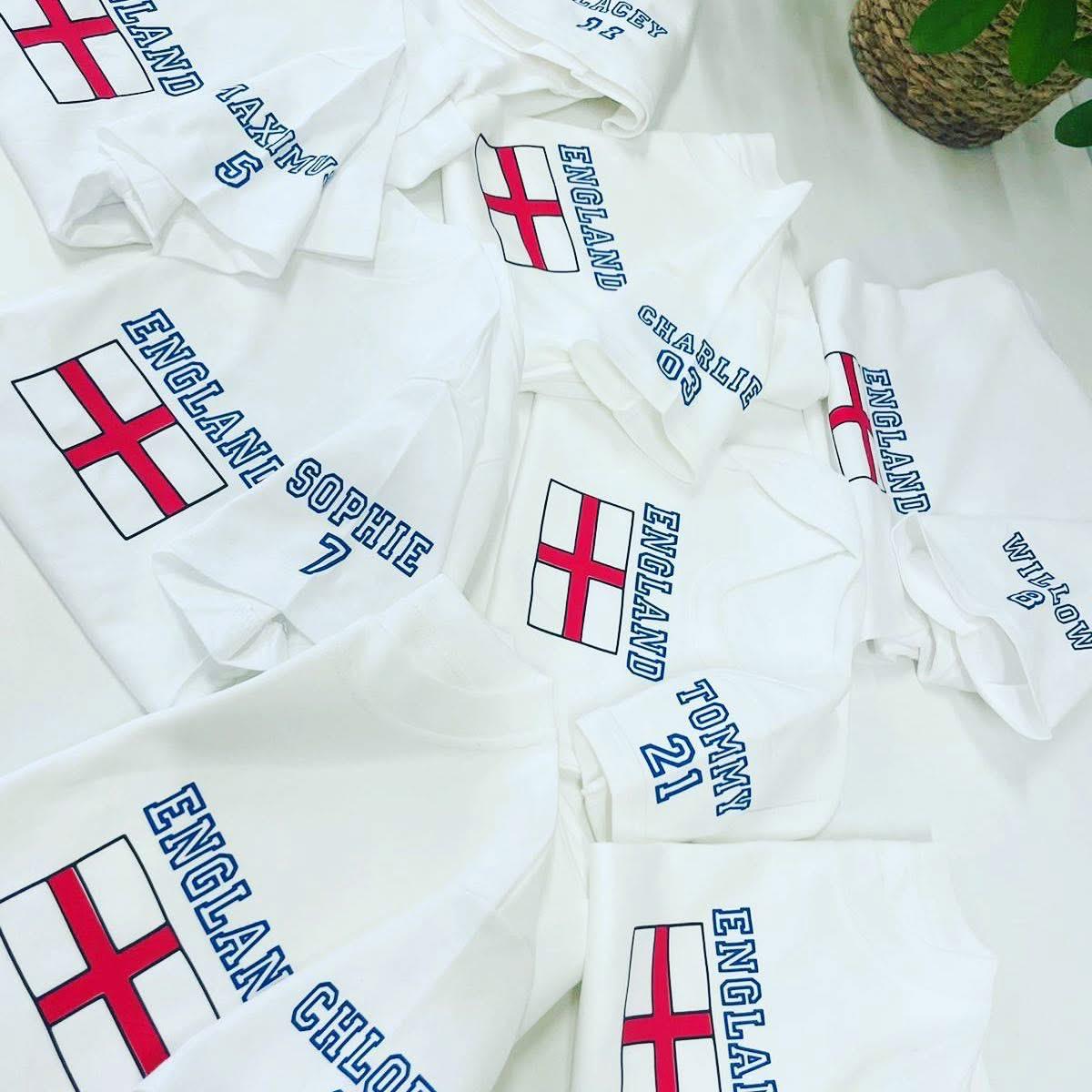 Personalised England T‑Shirt – Custom Name & Number