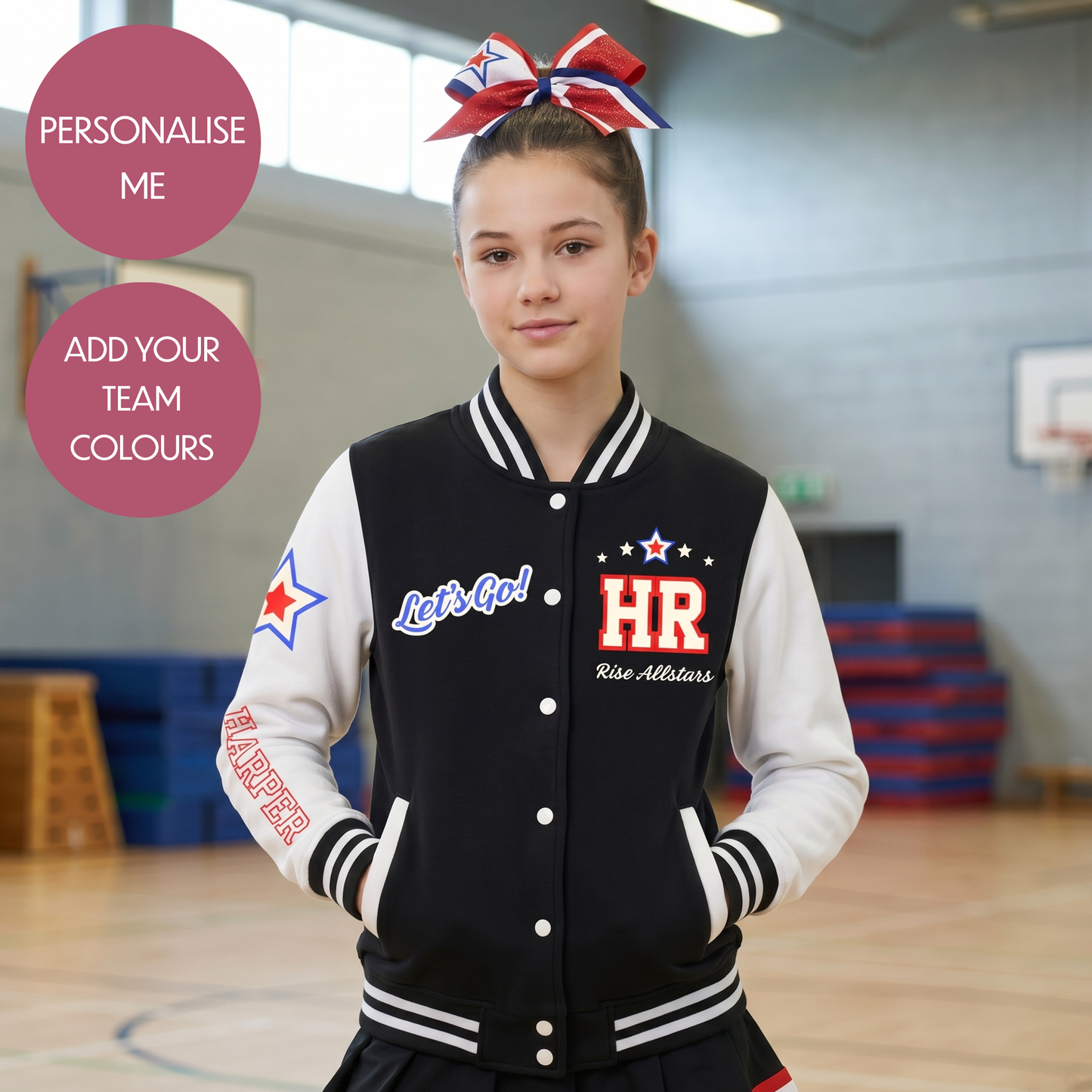Personalised Cheerleading Varsity Jacket - Customised Unisex Kids Cheer Competition Jumper