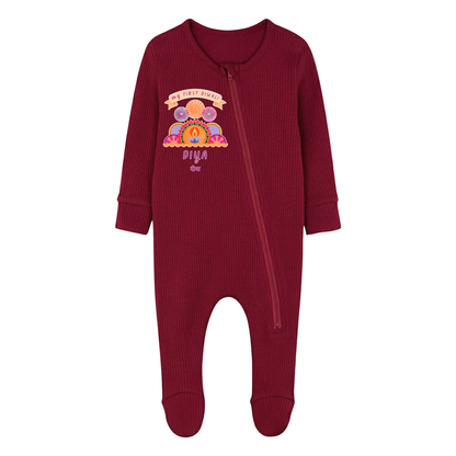 Personalised Happy Diwali Ribbed Babygrow - Matching Family Spiritual Pyjamas - Fireworks Design