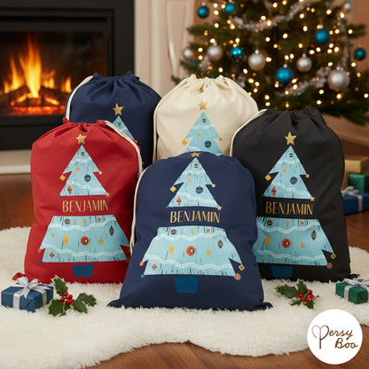 Personalised Festive Tree Sack with Christmas Gifts 100% Cotton