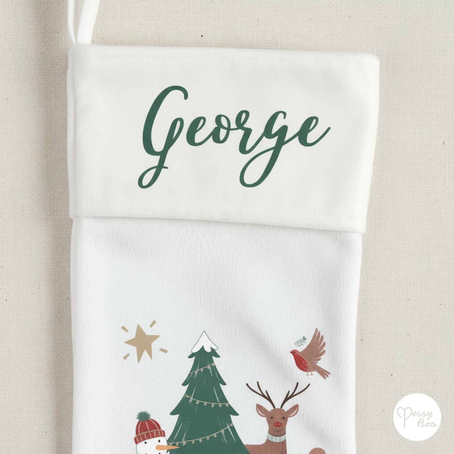 Personalised Forest Theme Christmas Stocking